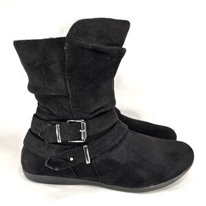 I.D. Required NEW! Dasher Black Vegan Suede, Slouch Ankle Bootie. Women's 8M